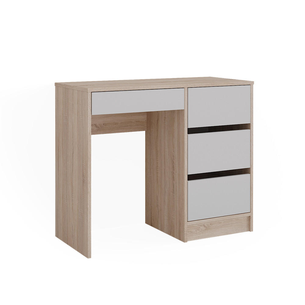 SCHREIBTISCH Sherry Weiß/Sonoma 90 x 40 cm mit Schubladen - Weiß/Sonoma Eiche, Holzwerkstoff (40/90/75cm) - Vicco