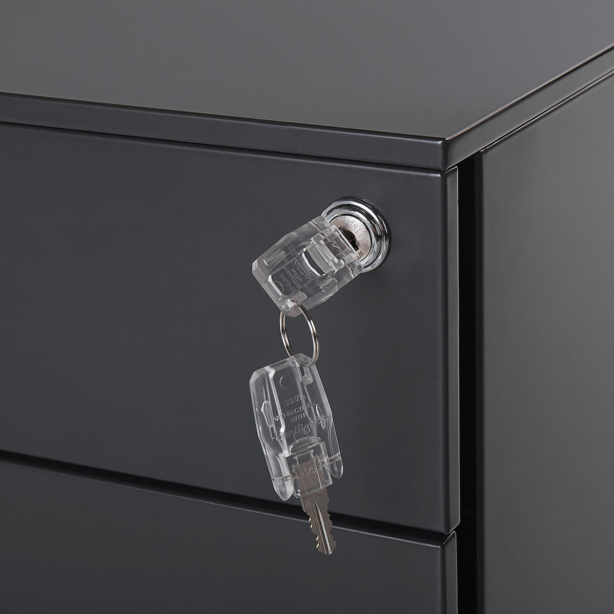AKTENSCHRANK Metall schwarz 3 Schubladen mit Rollen Cami - Schwarz, Metall (39/60/50cm) - Beliani