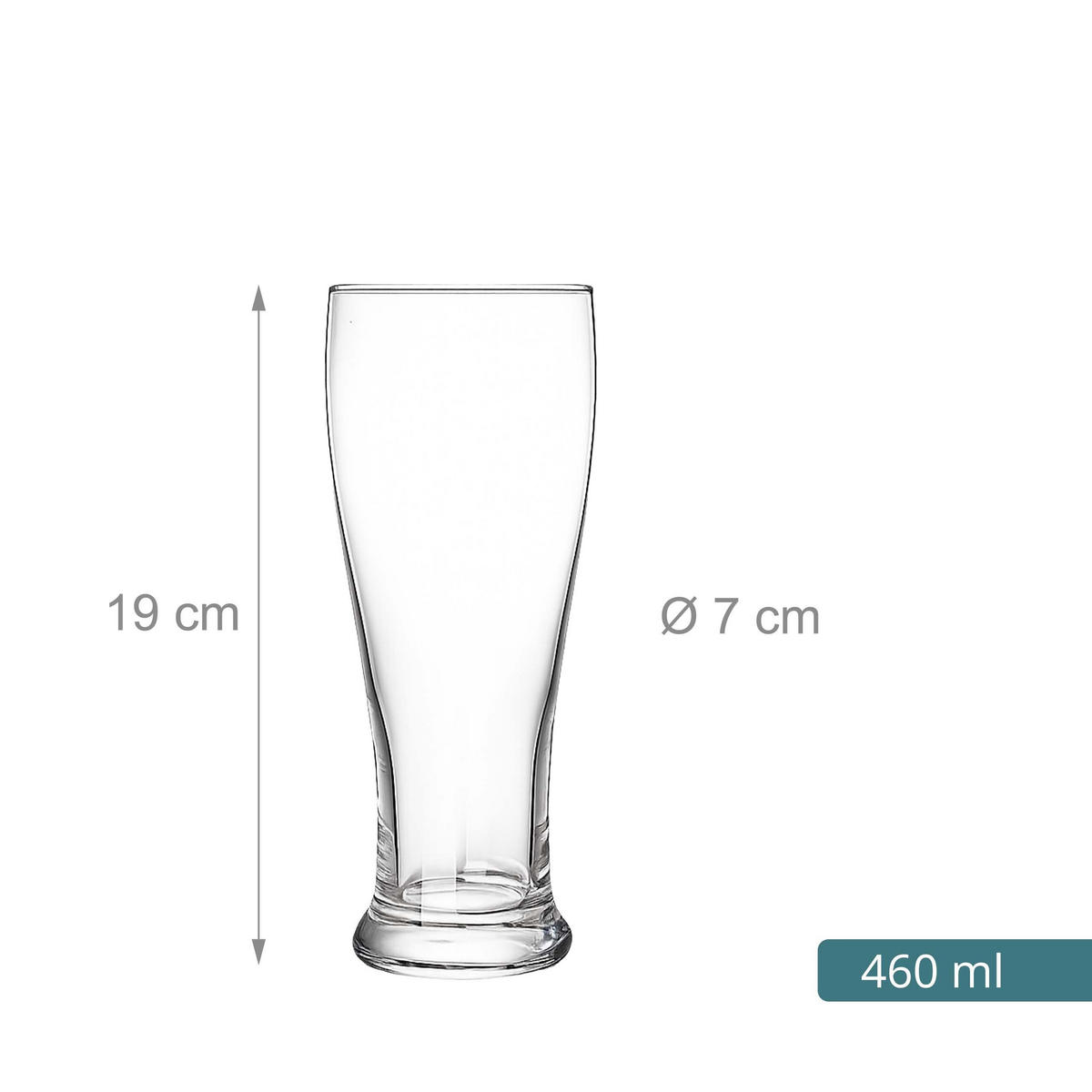 BIERGLAS Transparent 6er-Set Glas 460 ml - Transparent, Glas (0.46L) - Relaxdays