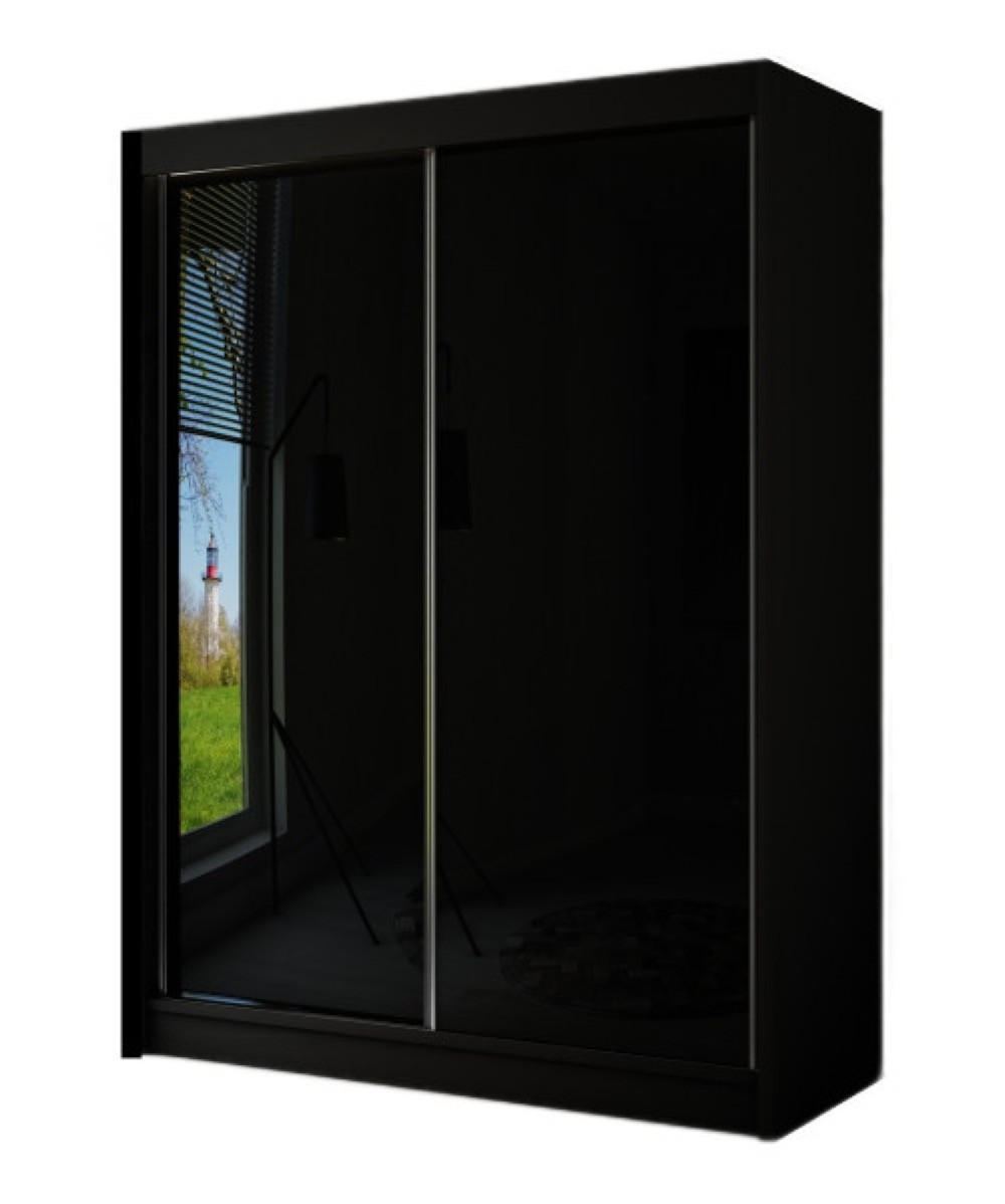 SCHRANK Schwarz PEAK Schiebetür 150 cm 150x61x215 cm - Transparent/Schwarz, Holzwerkstoff (150/215/61cm) - Sepro Meble