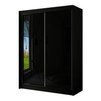 SCHRANK Schwarz PEAK Schiebetür 120 cm 120x61x215 cm - Transparent/Schwarz, Holzwerkstoff (120/215/61cm) - Sepro Meble