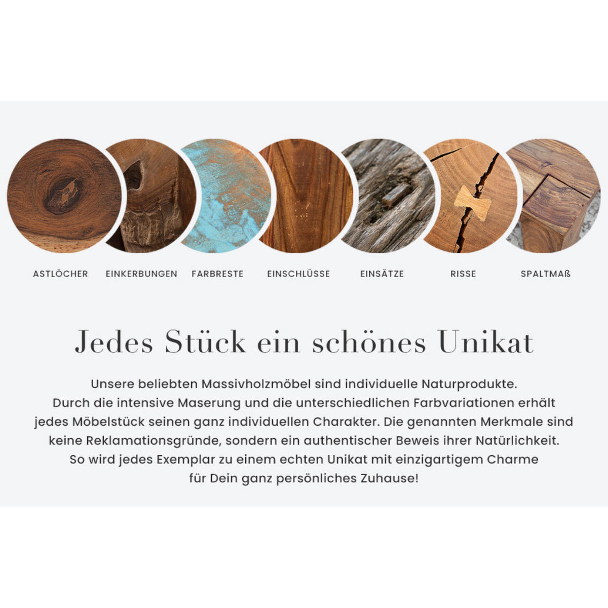 TABLETT MAKASSAR Sheesham Smoke Finish 50 cm - Braun/Grau, Holz (3cm) - riess-ambiente