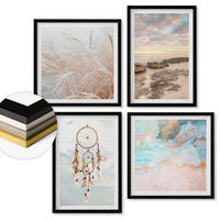 WANDBILDER 4er-Set - 50x50 cm & 40x60 cm Schwarzer Rahmen - Wolkenmeer, Traumfänger, Gras - Schwarz, Kunststoff (50/50cm) - ArtPrintCave