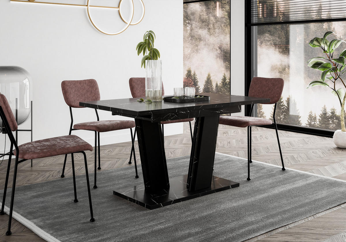 ESSTISCH BORSEN Ausziehbar 120 - 160 / 80 x 76 cm - Hellgrau/Schwarz, Holz (120/80/76cm) - MASSENO
