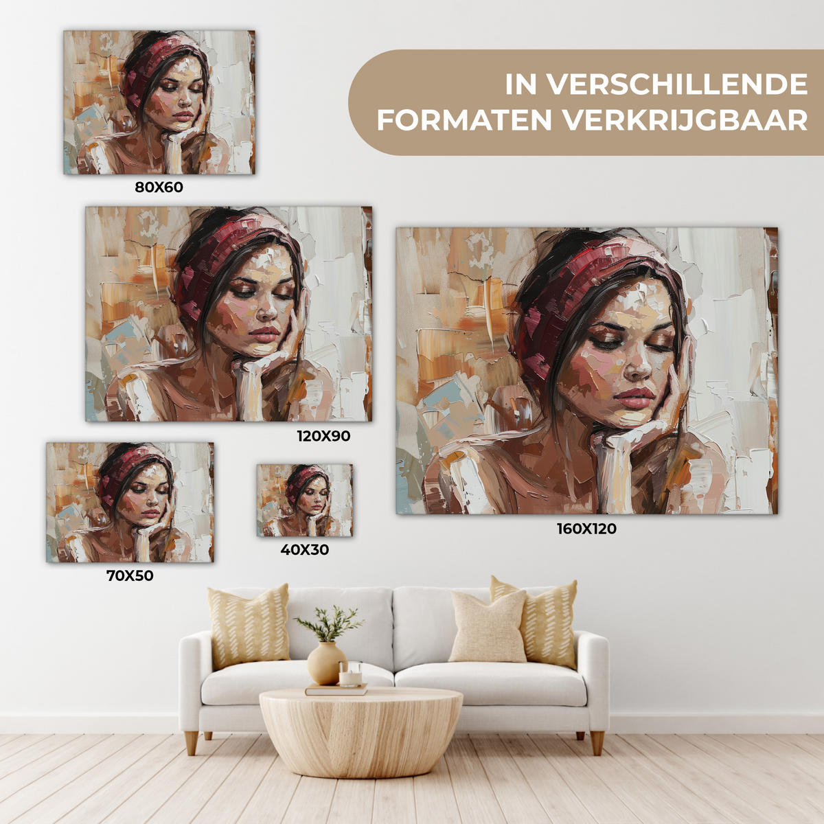 LEINWANDBILD Frau - Lackierung - Porträt - Modern Wandbilder 80x60 cm - Altrosa, Textil (80/60cm) - MuchoWow