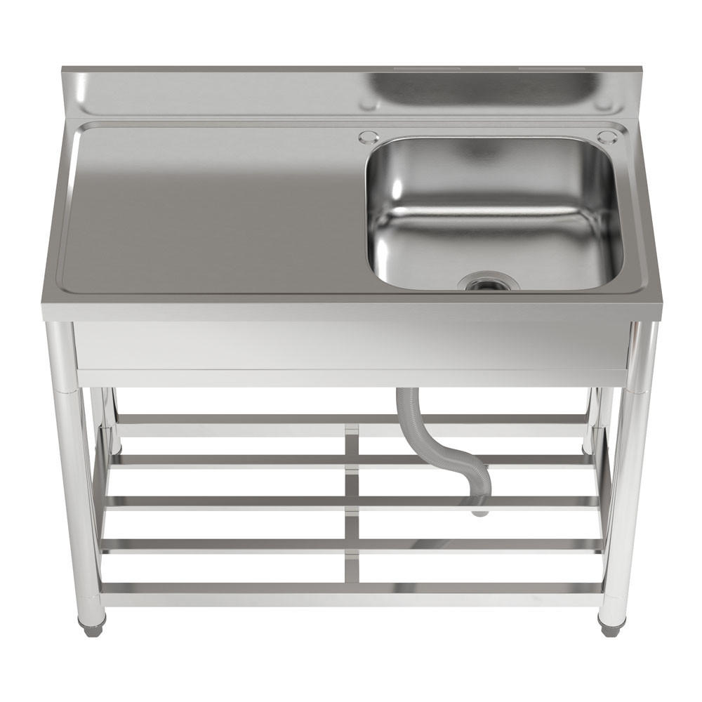 GASTROSPÜLE 100/50/90 cm Edelstahl Abtropffläche links - Silberfarben, Metall (100/90/50cm) - Livingandhome