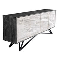 SIDEBOARD MOUNTAIN SOUL Akazie Weiß|Schwarz 175cm - Schwarz/Weiß, Holz/Stein (175/75/38cm) - riess-ambiente