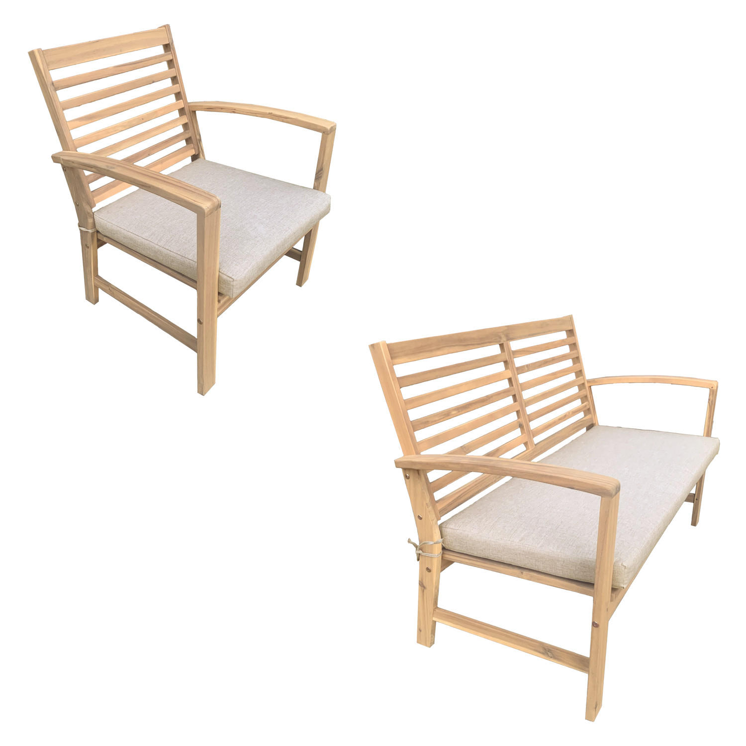 GARTENMÖBEL Goa Sand 4er-Set - Beige, Holz - Happy Garden