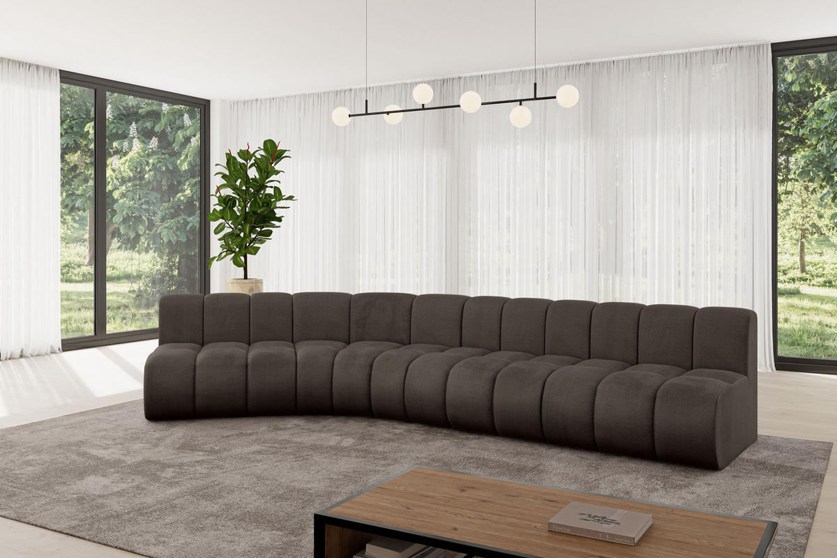 ECKSOFA modulares Sofa Montra-L2 - 381x174x70 cm Braun - Braun, Holzwerkstoff/Textil (381/174cm) - ALTDECOR