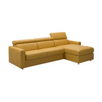 ECKSOFA Morris Echtleder mit Bettfunktion Senfgelb - Gelb, Leder/Metall (223/170cm)