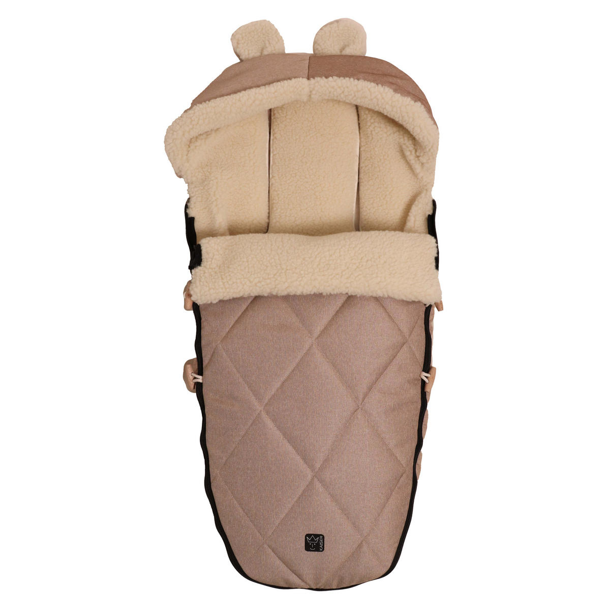 KINDERWAGENFUSSSACK XL EARS WOOL, sand melange - Sandfarben, Naturmaterialien (43/93cm) - Kaiserbaby