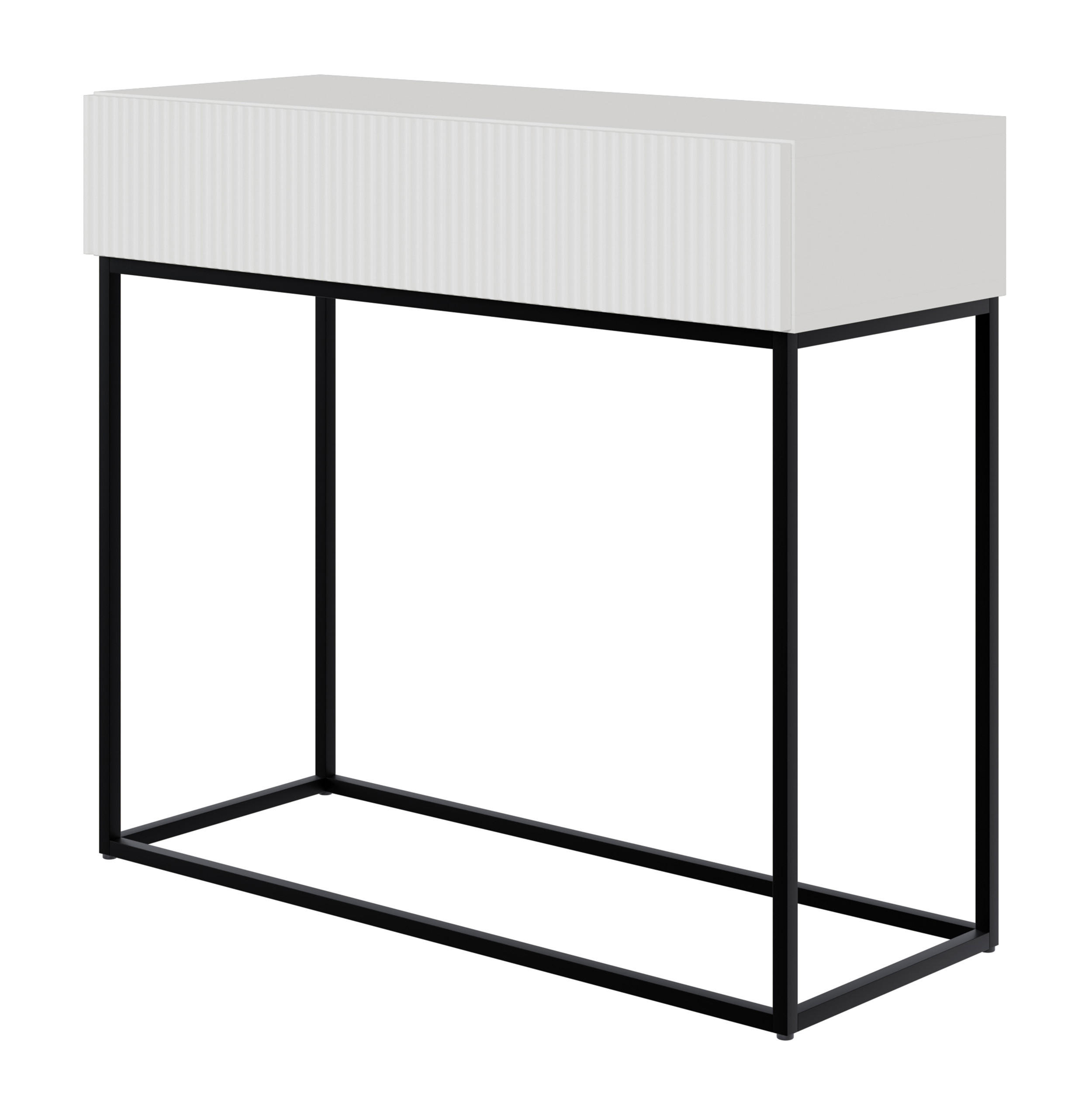 KONSOLENTISCH Veldio Weiß mit schwarzen Beinen 90 cm - Schwarz/Weiß, Holzwerkstoff/Metall (35.6/90/79cm) - Selsey