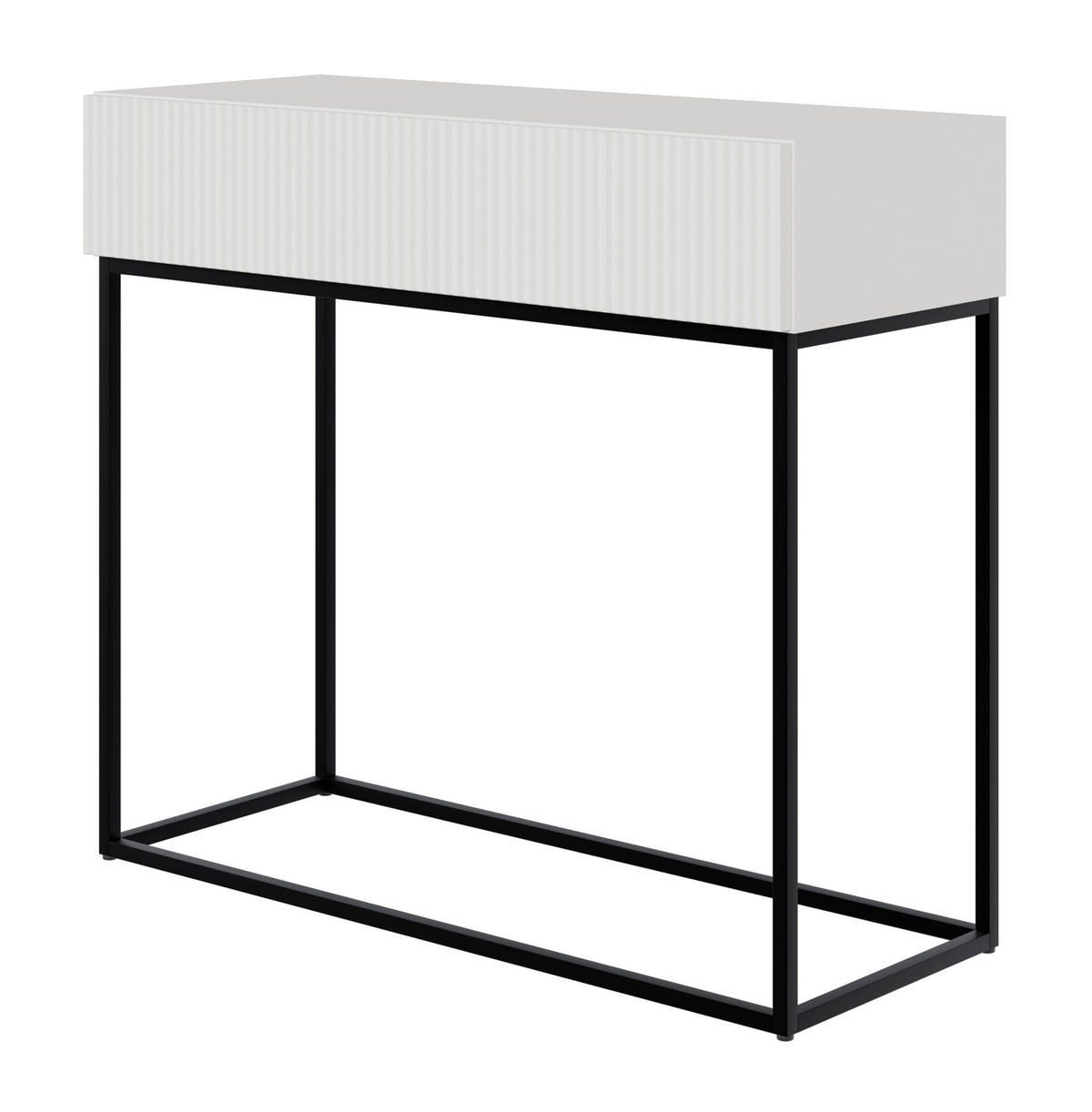 KONSOLENTISCH Veldio Weiß mit schwarzen Beinen 90 cm - Schwarz/Weiß, Holzwerkstoff/Metall (35.6/90/79cm) - Selsey