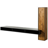 LOWBOARD schwebend Wildeiche 234x49x140 natur geölt /schwarz lackiert STARNBERG #07 - Braun, Holz (234/140/49cm) - Massivmoebel24