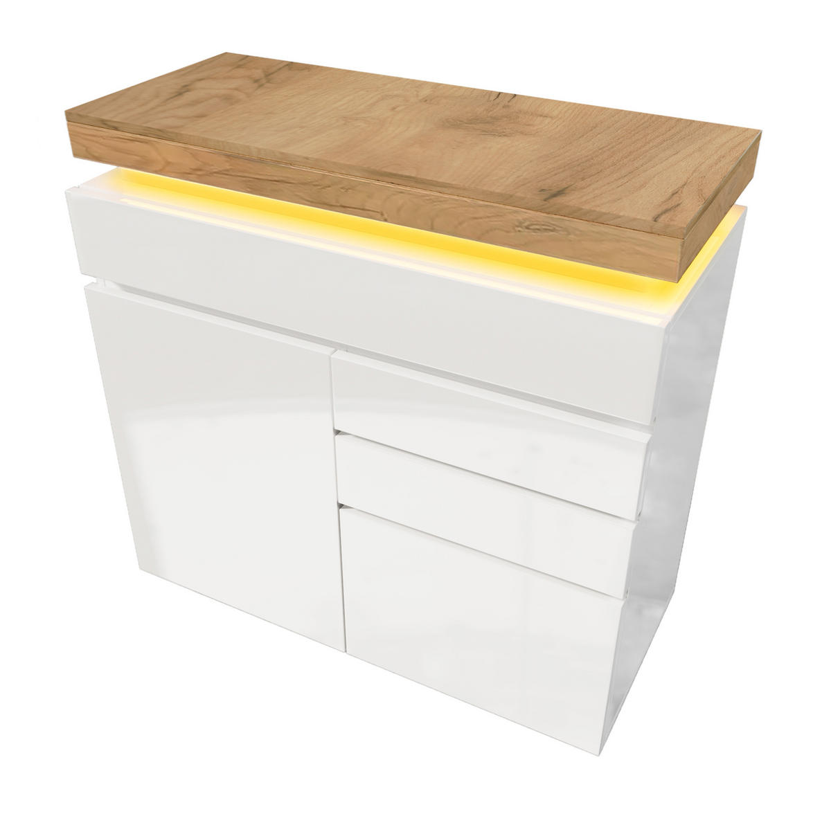 KOMMODE 110/115/39 cm Weiß aus Spanplatte mit LED-Beleuchtung - Weiß, Holzwerkstoff (39/115/110cm) - OKMYHOME