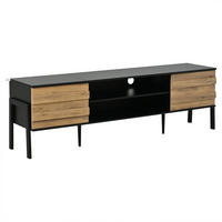 TV-LOWBOARD holzwerkstoff schwarz & holz-optik für tvs bis 70 zoll - Schwarz, Holzwerkstoff (175/53/39.5cm) - Urban Meuble