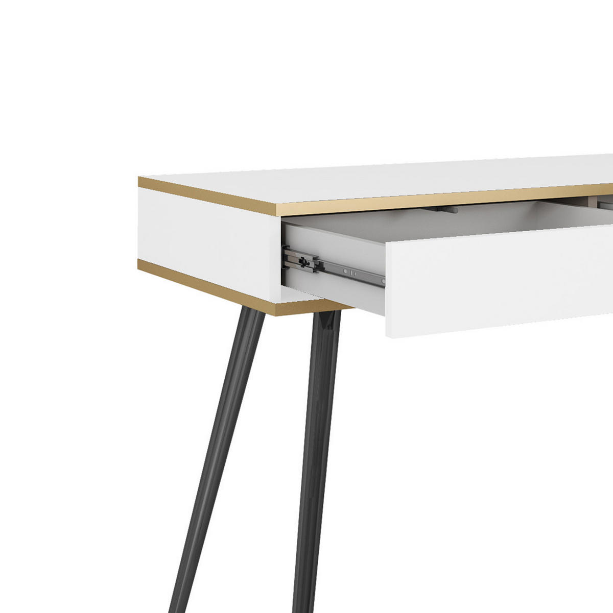 SCHMINKTISCH Weiß - T-102, Hochglanz, Schubladen Push-to-Open 102x50x80 cm Weiß/Schwarz - Schwarz/Weiß, Holzwerkstoff/Kunststoff (50/102/80cm) - DomoHome