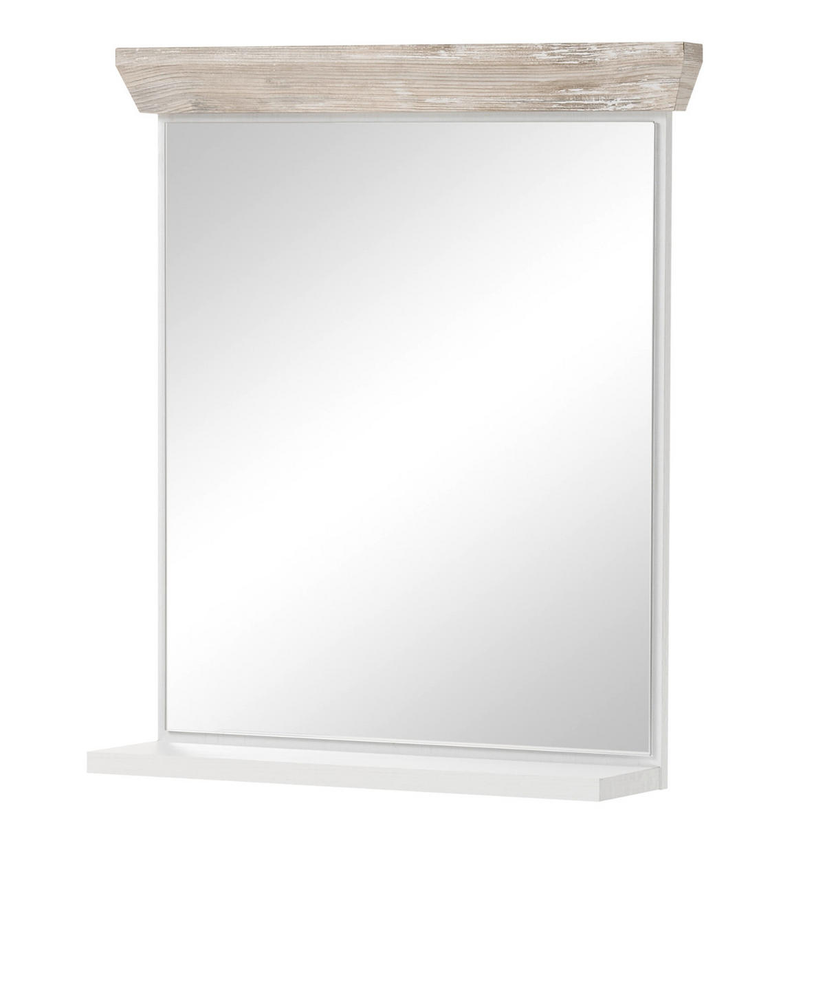 BADSPIEGEL Pinie weiß, Oslo Pinie Landhaus, Badspiegel mit Ablage, 60 x 72 cm - Weiß/Pinienfarben, Holzwerkstoff (60/72/15cm) - Furn.Design