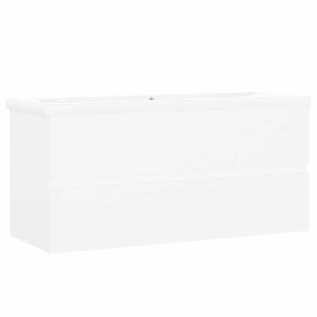 WASCHBECKENUNTERSCHRANK Mit Einbaubecken Weiss Holzwerkstoff - Weiß, Holzwerkstoff (38.5/45/100cm) - vidaXL
