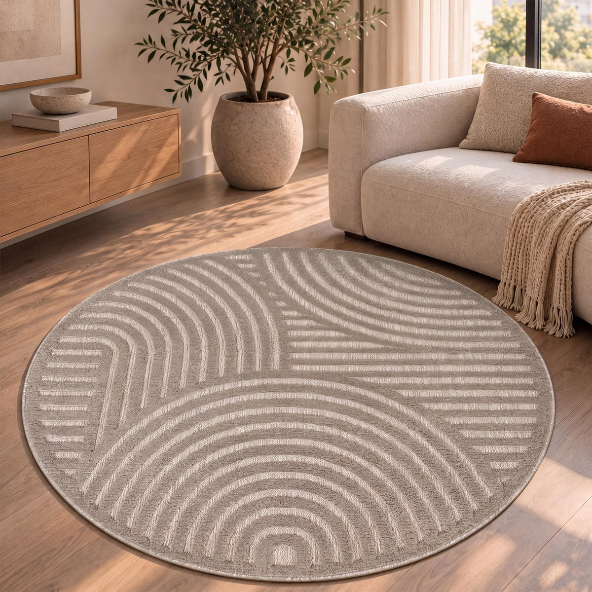 OUTDOORTEPPICH 120/120 cm Livorno 674 - Beige, Kunststoff (120/120cm) - Paco Home