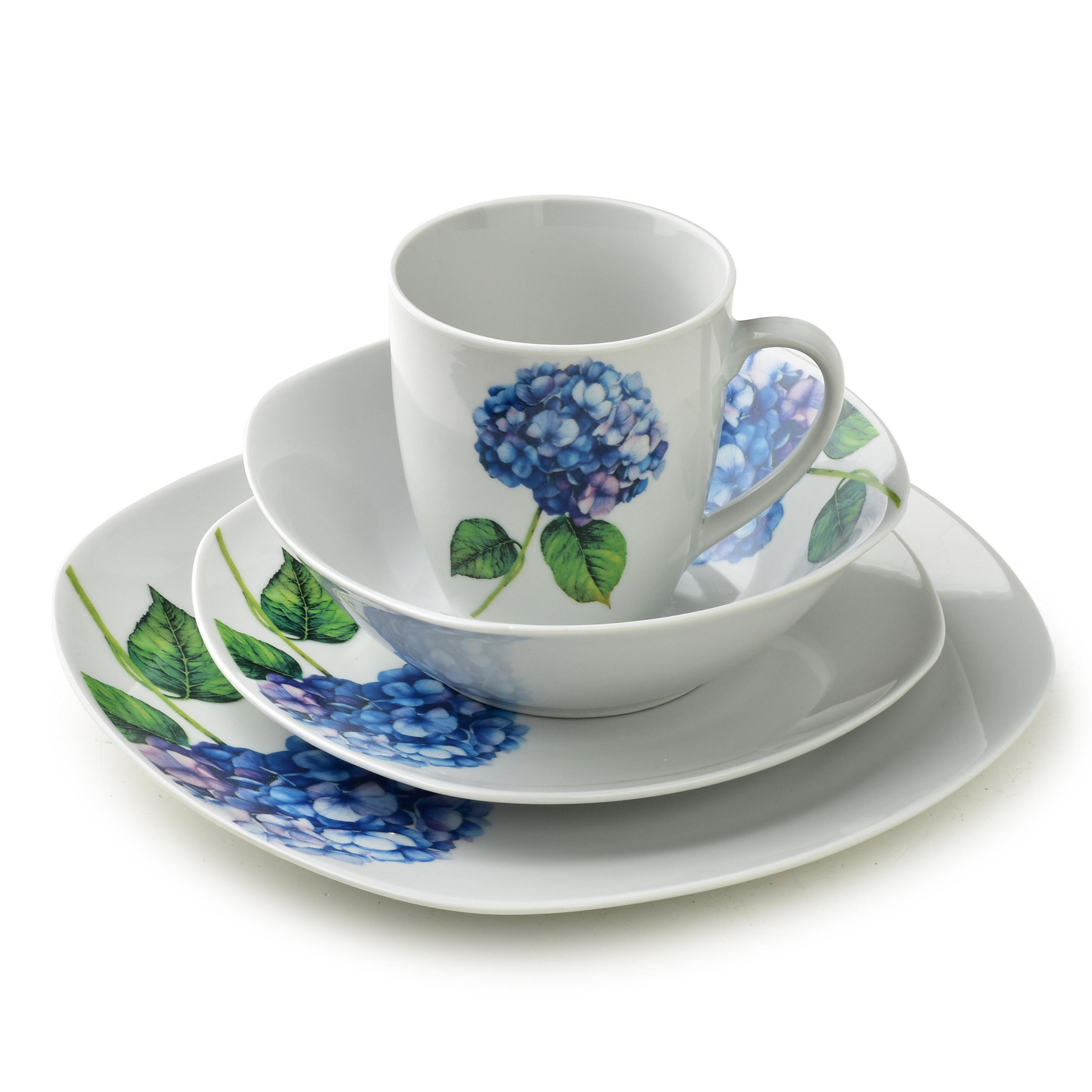 GESCHIRR-SET Lea 16-tlg Blau 30/30/40cm Porzellan - Blau, Keramik (30/40/30cm) - Mondex