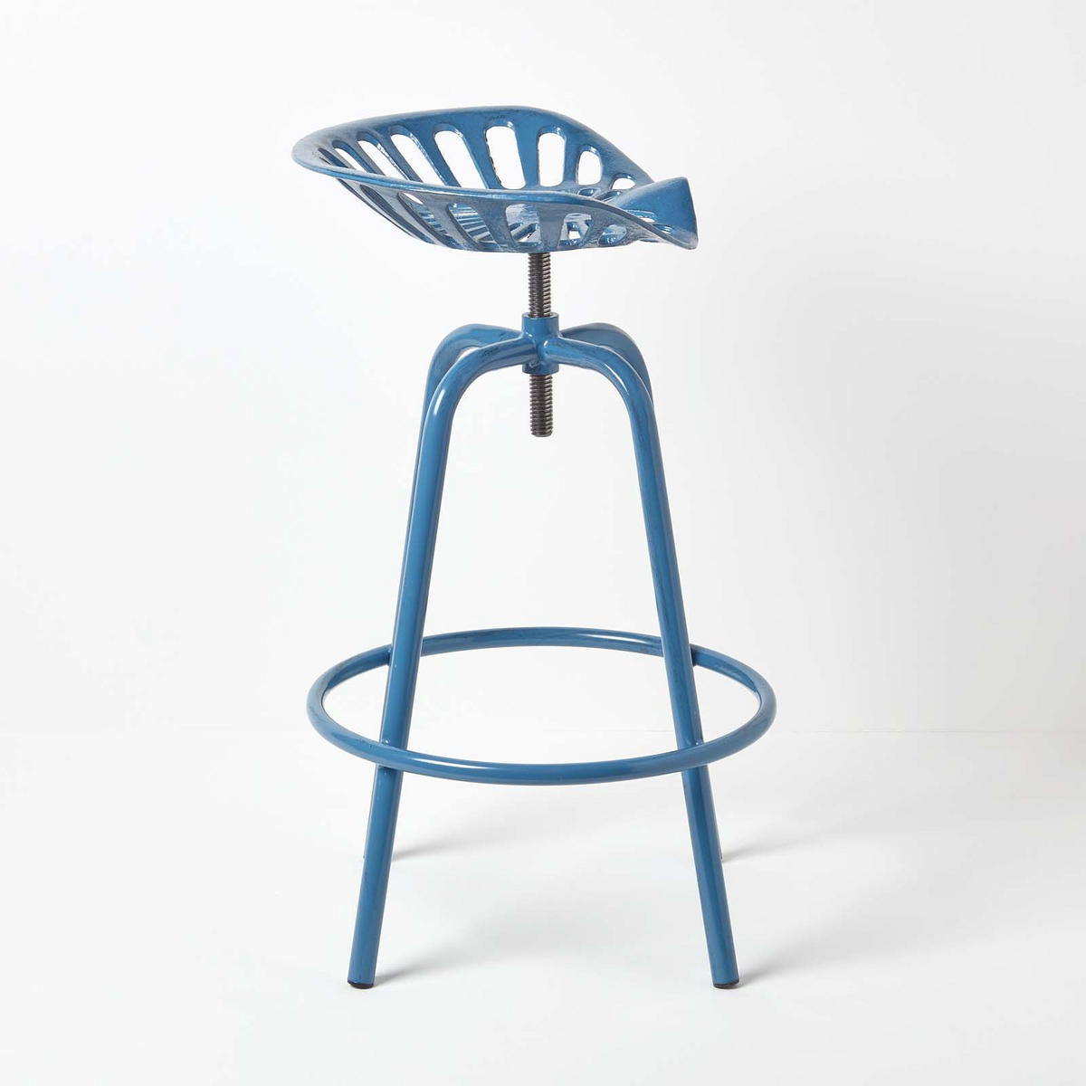 BARHOCKER Traktorsitz, Metall im Vintage-Look, höhenverstellbar - Blau, Metall (47/74/50cm) - Homescapes