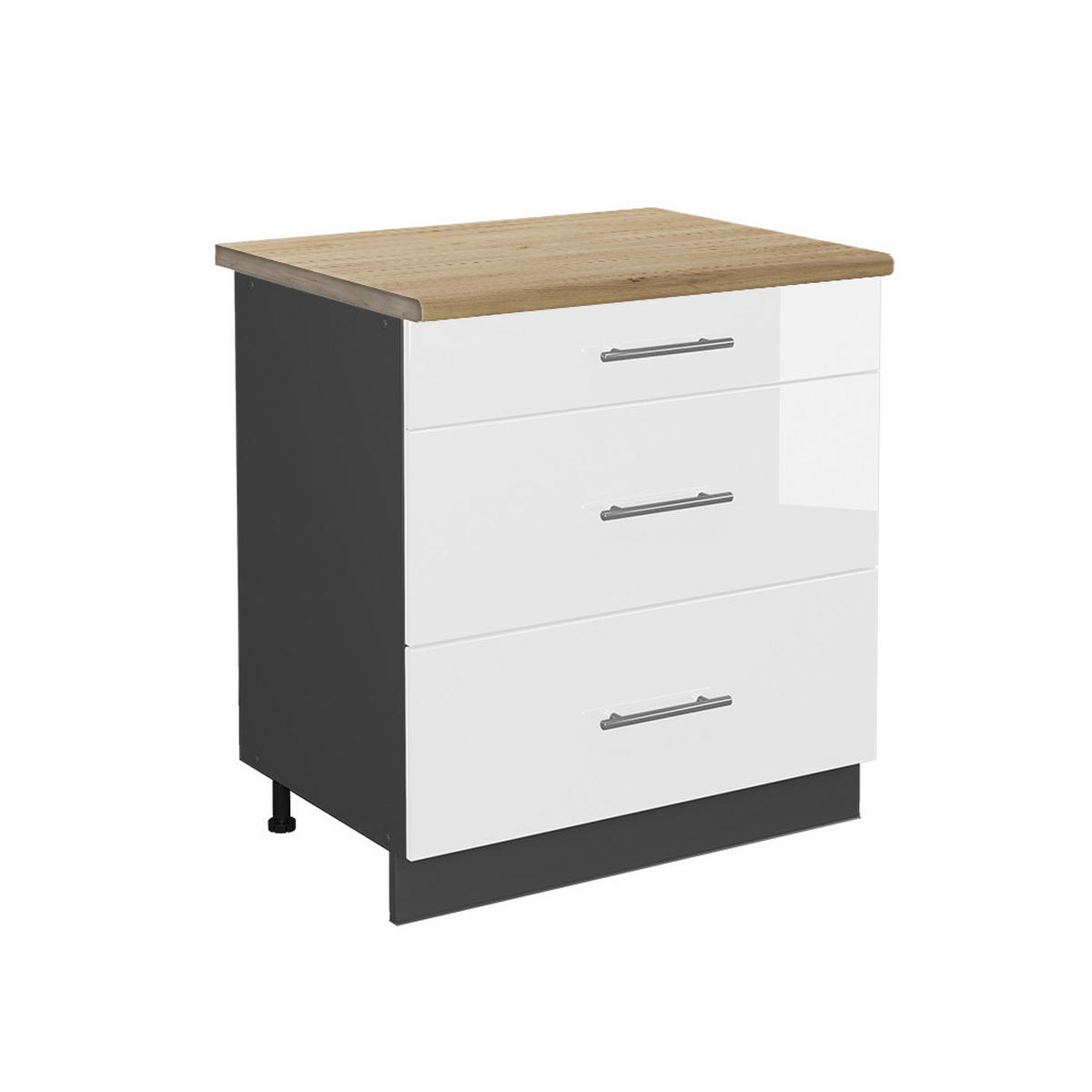 SPÜLENUNTERSCHRANK Fame-Line Grün-Gold Landhaus 80 cm mit Regal AP Anthrazit - Weiß/Grün, Holzwerkstoff (80/82/60cm) - Vicco