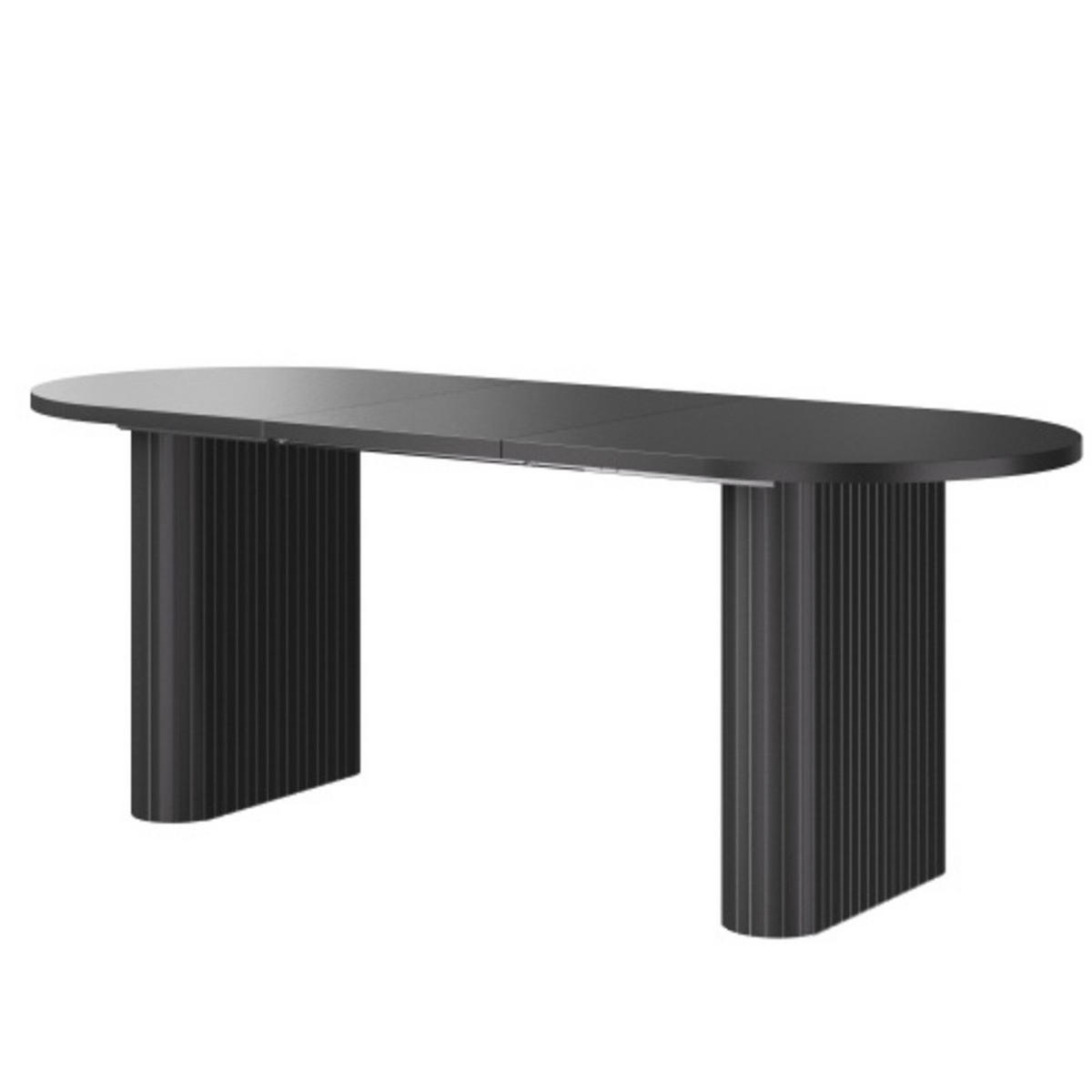 ESSTISCH Ausziehbarer120-160×80×75,5 cm aus MDF und Metall mit strukturierten Metallbeinen, schwarz - Schwarz, Holzwerkstoff (160/80/75.5cm) - Luhomfu