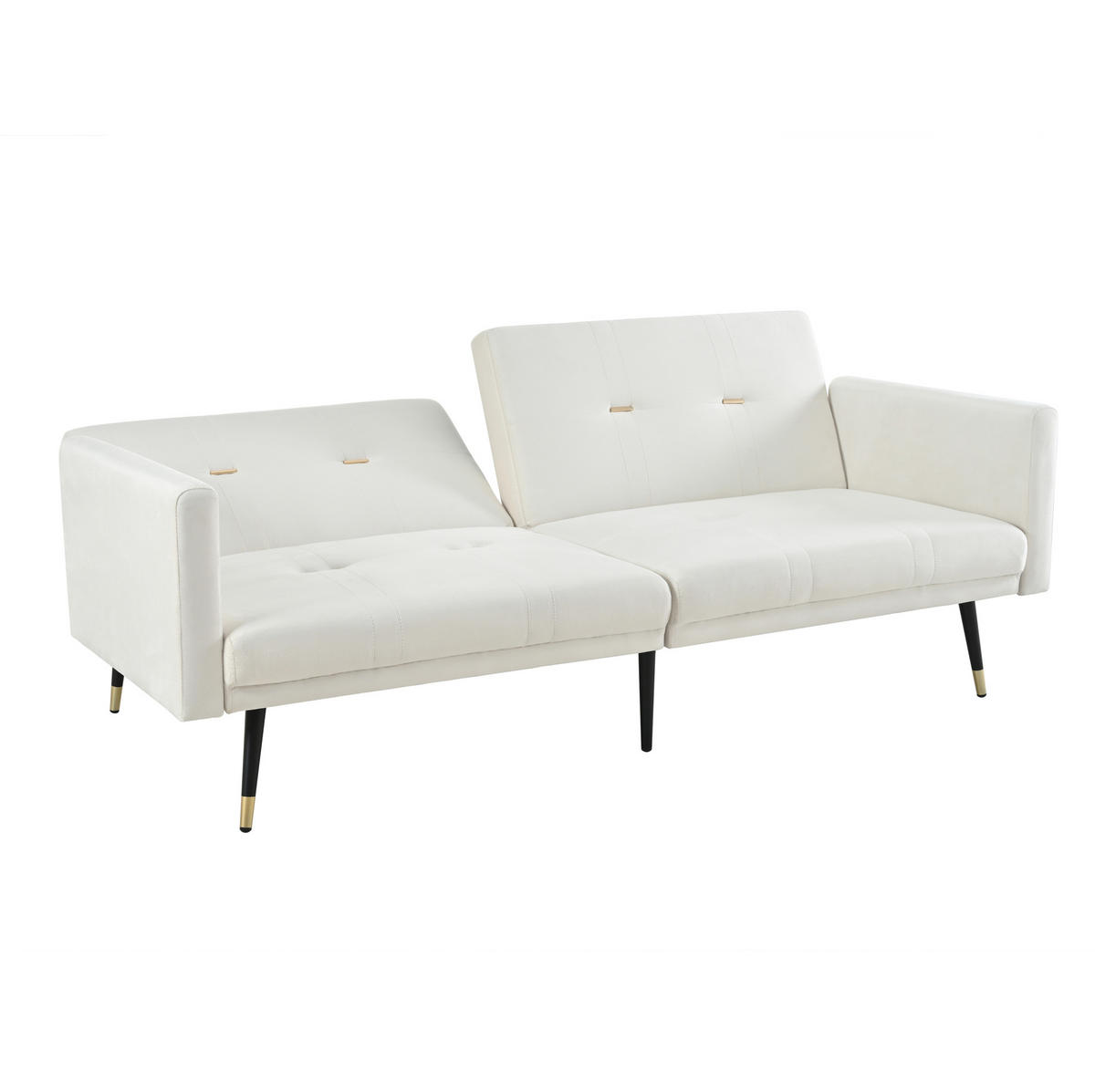 SCHLAFSOFA 2-Sitzer klappbar Samt Beige - Beige, Holzwerkstoff (164/70/89cm) - Meubliv