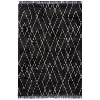 TEPPICH geometrisch mit Fransen SWALE JUNE, Schwarz-Weiß 120x170 cm - Schwarz, Textil (120/170cm) - KADIMA DESIGN
