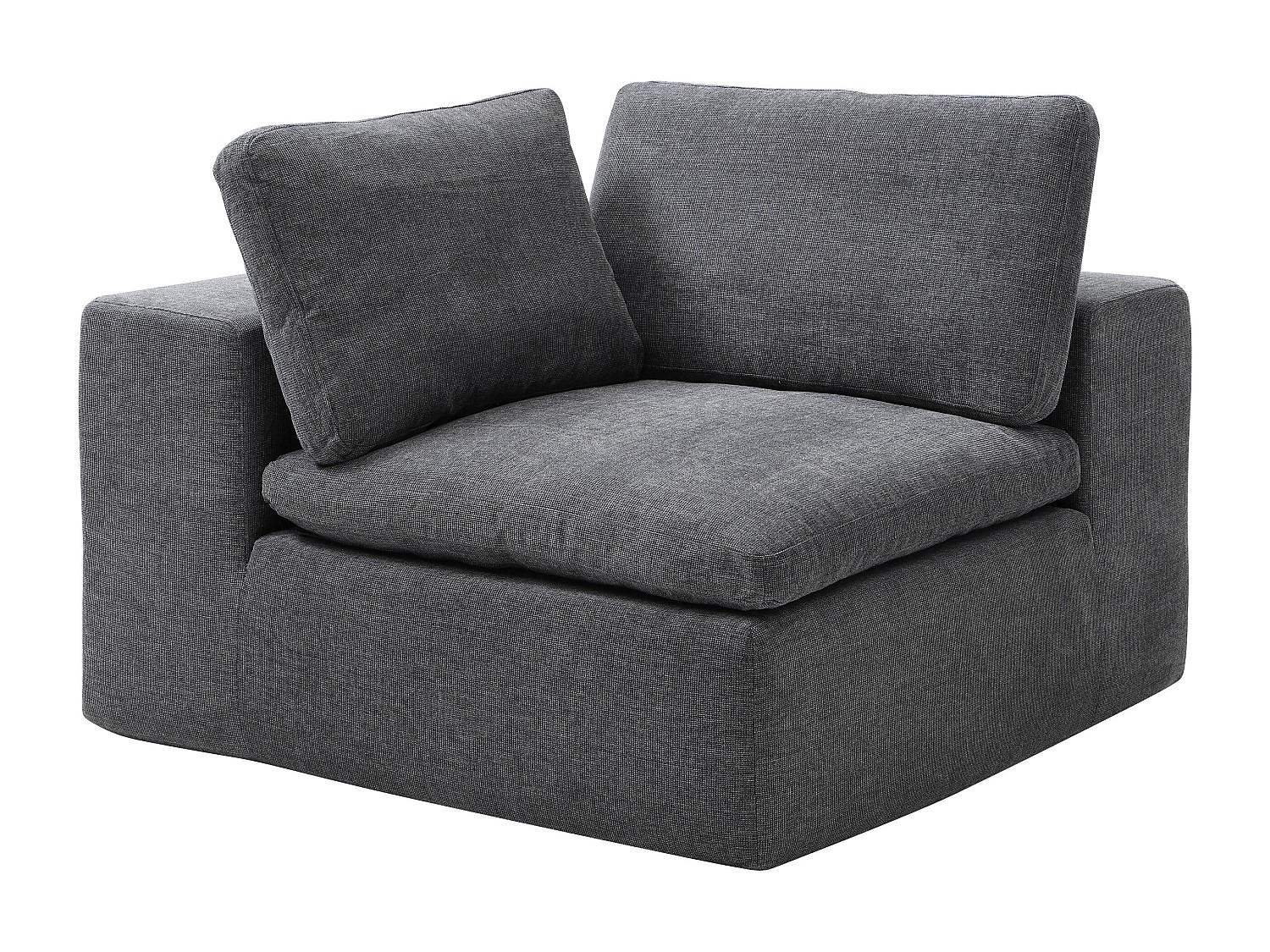 ECK-SESSEL links - Stoff Anthrazitgrau - CORTOLINE - Anthrazit, Textil (112/83/112cm) - Vente-Unique