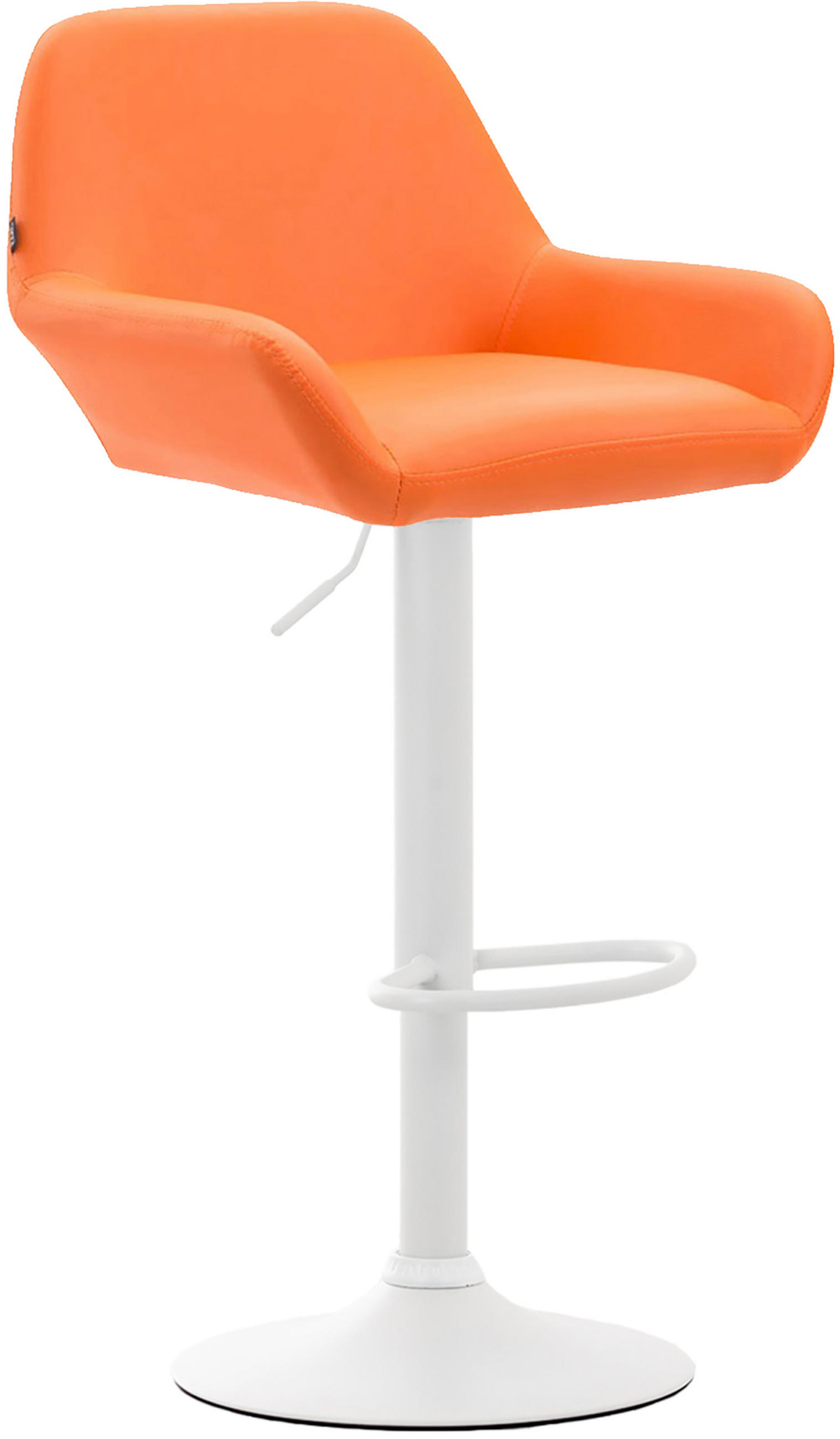 BARHOCKER 2er Set Prag Kunstleder weiß orange - Orange/Weiß, Kunststoff/Metall (51/109/52cm) - TPFLiving