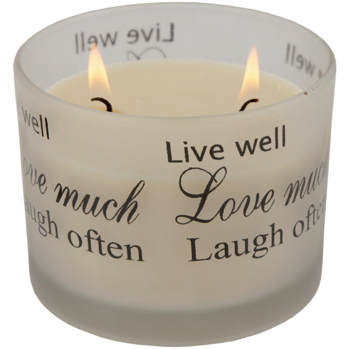 DUFTKERZE mit Sprüchen 2 Docht, Kokosnuss & Limette - Beige, Glas (10/8cm)