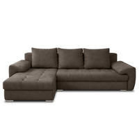 ECKSOFA L Form Manisa Braun 234/145/83 cm Links mit Schlaffunktion - Silberfarben/Braun, Kunststoff/Textil (145/234cm) - AX Living