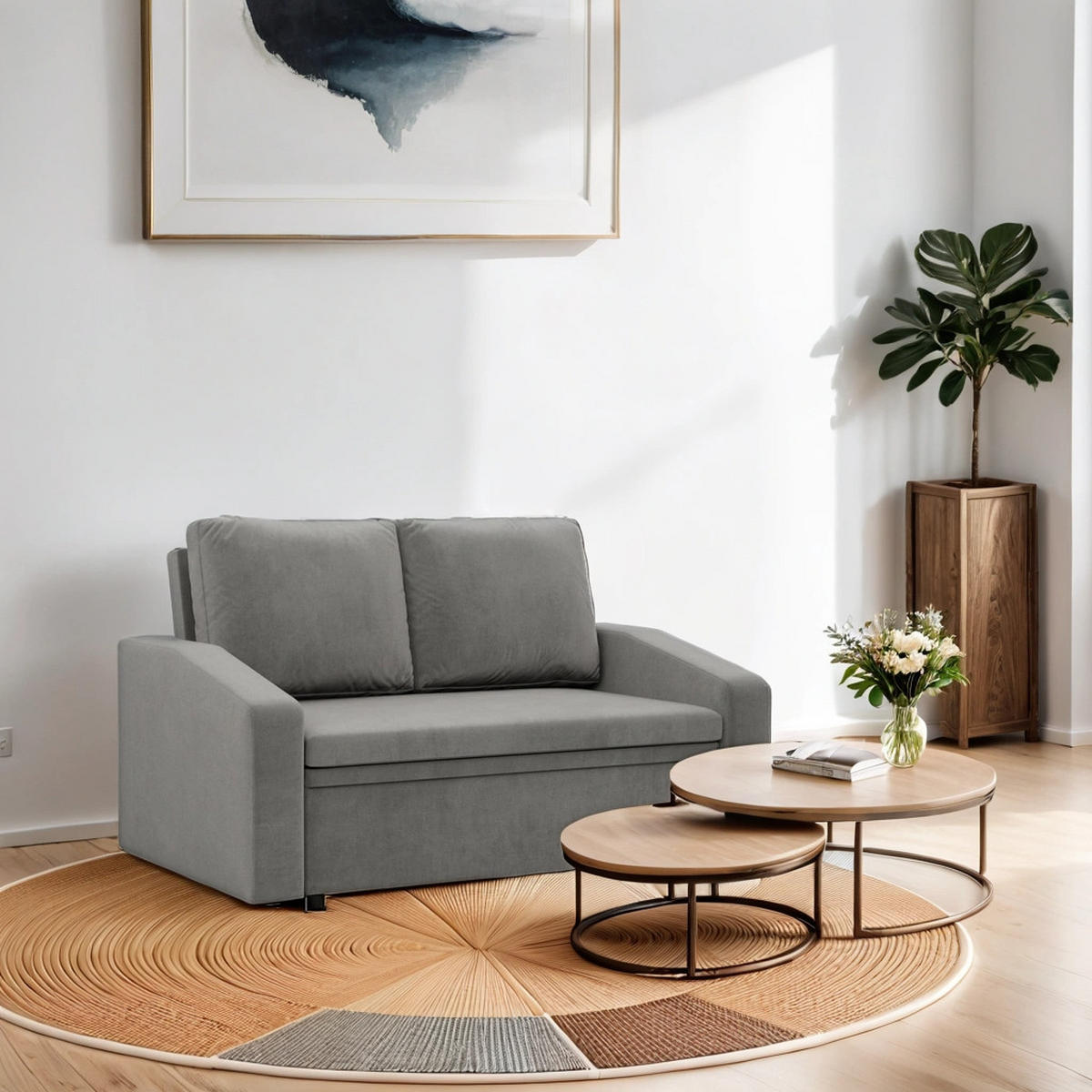 SOFA Neo mit abgeschrägter Armlehnen hellgrau - Hellgrau, Textil (148/90/87cm) - SIMKAM Furniture