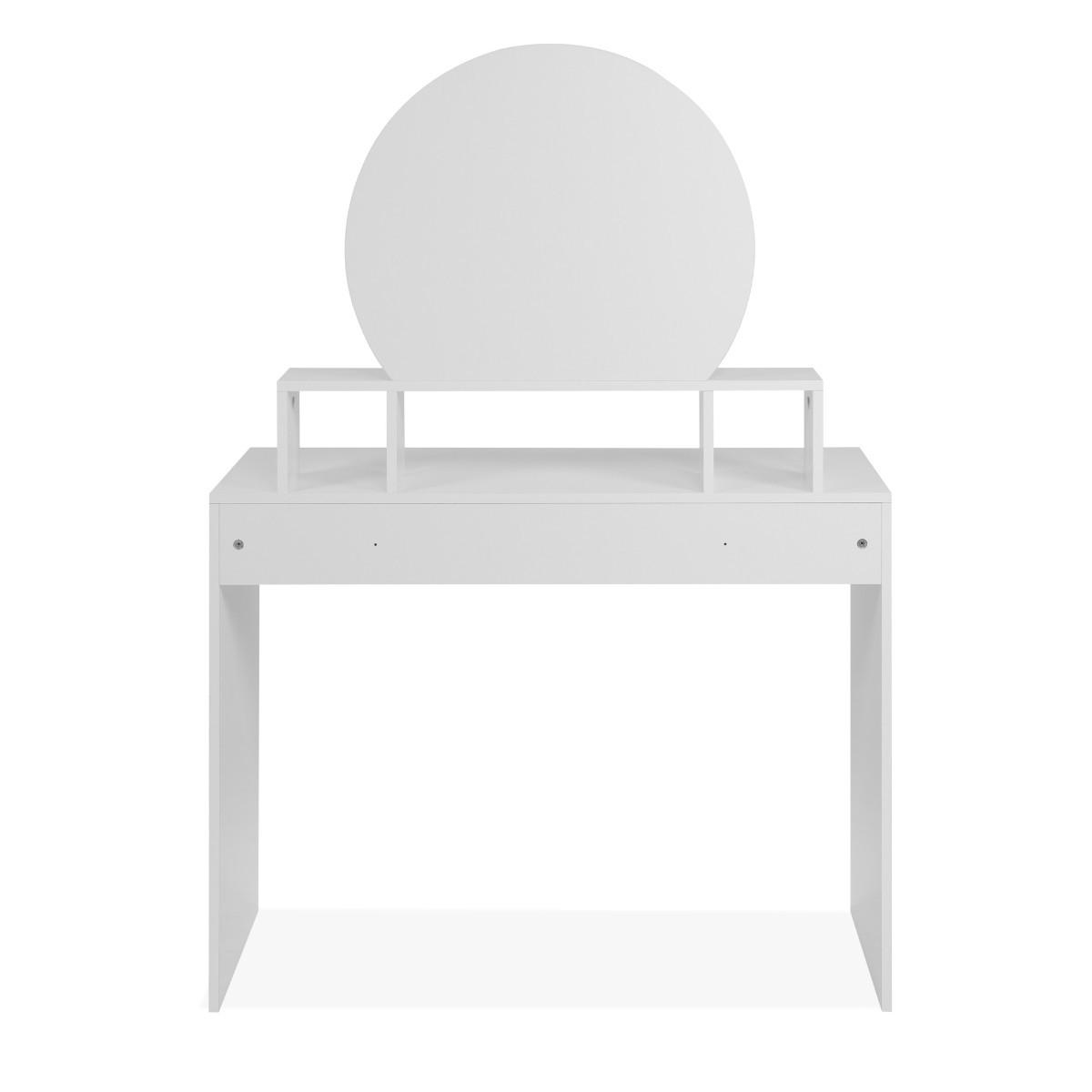FRISIERTISCH mit 1 abgerundetem Spiegel 3 oberen Fächern und 1 großer Schublade 100/40/140 cm - Weiß, Holzwerkstoff (40/140/100cm) - Calicosy