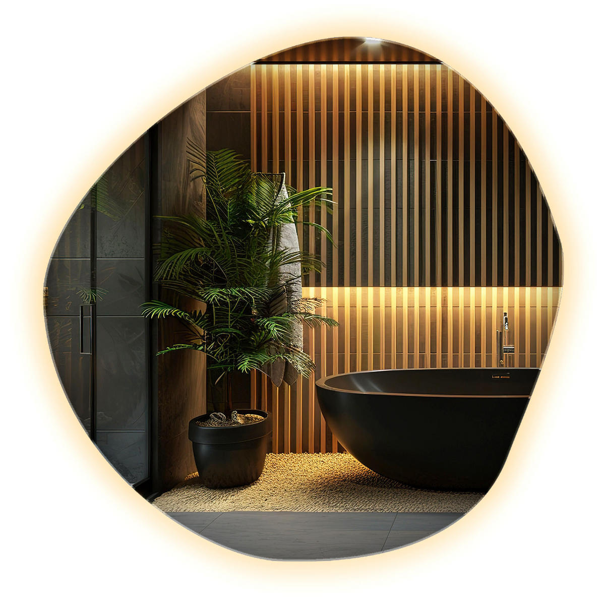 LED-SPIEGEL 67 x 67,6 cm Warmweiß (3000K) - Gelb, Glas (68/67.6/0.4cm) - ArtPrintCave