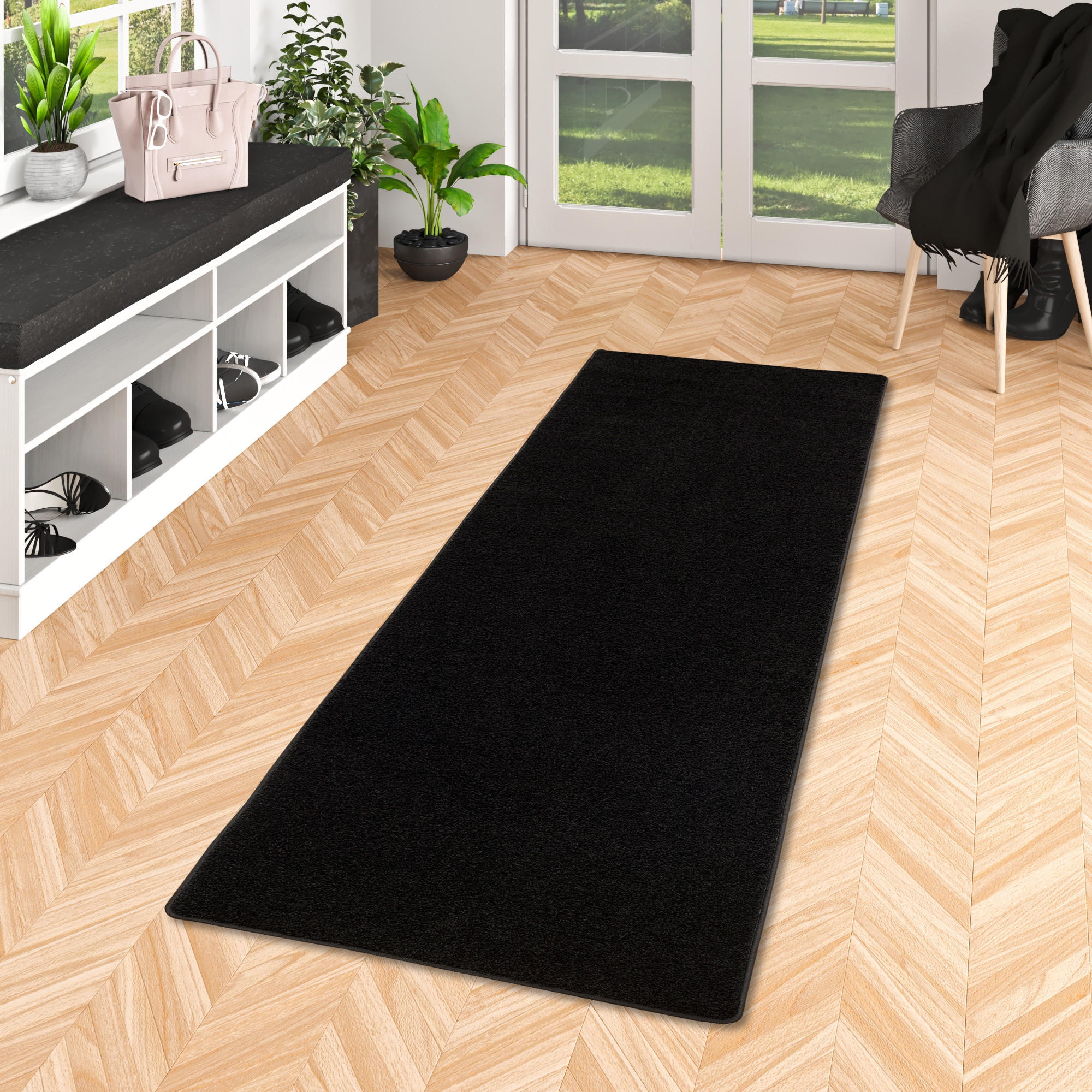 HOCHFLOR LANGFLOR TEPPICH LÄUFER COTTAGE - Schwarz, Textil (100/300cm) - Snapstyle