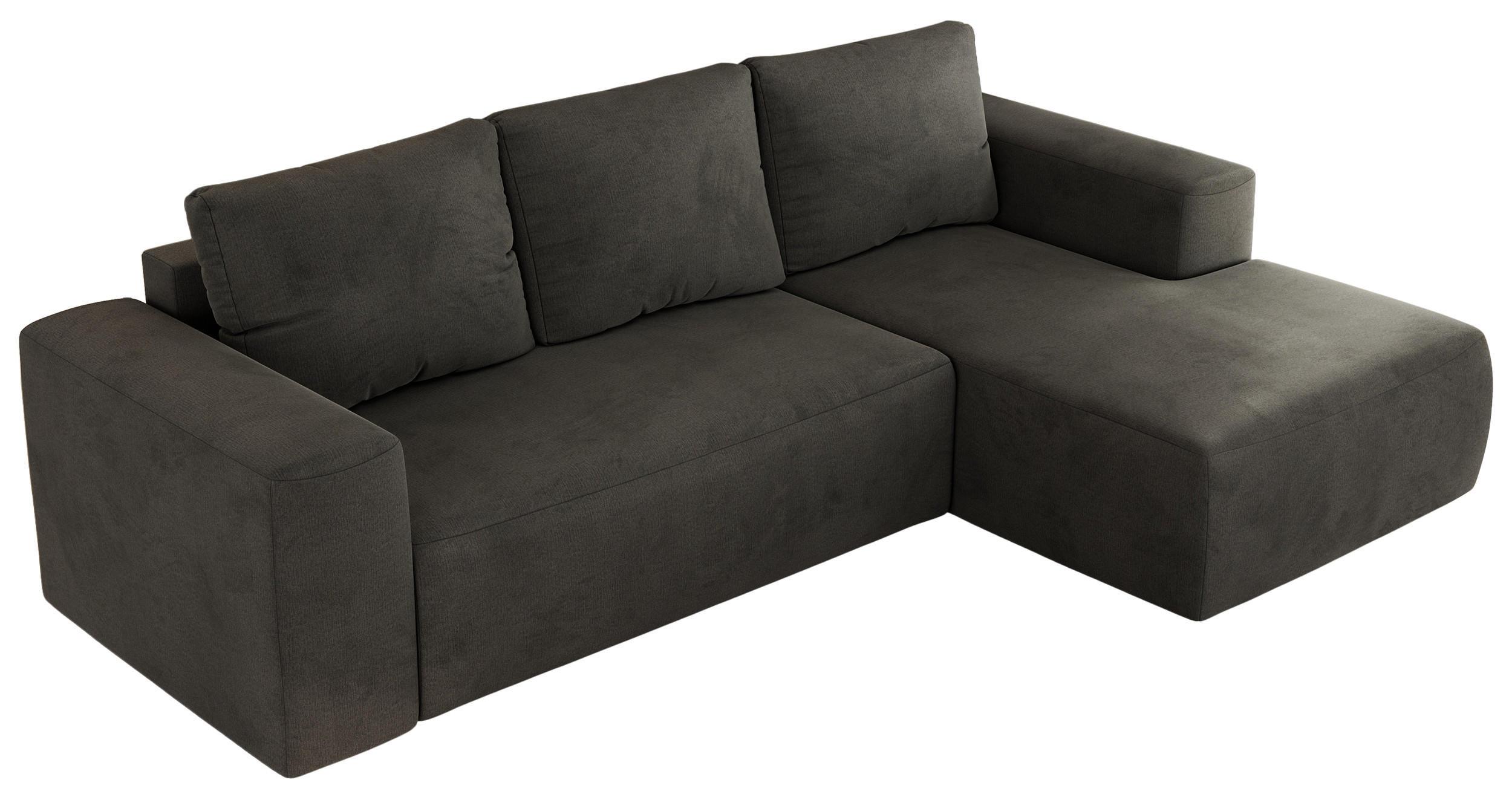 ECKSOFA TRENTINO L Dunkelgrau Velvet - Rechts - Dunkelgrau/Schwarz, Textil (164/266cm) - MKS