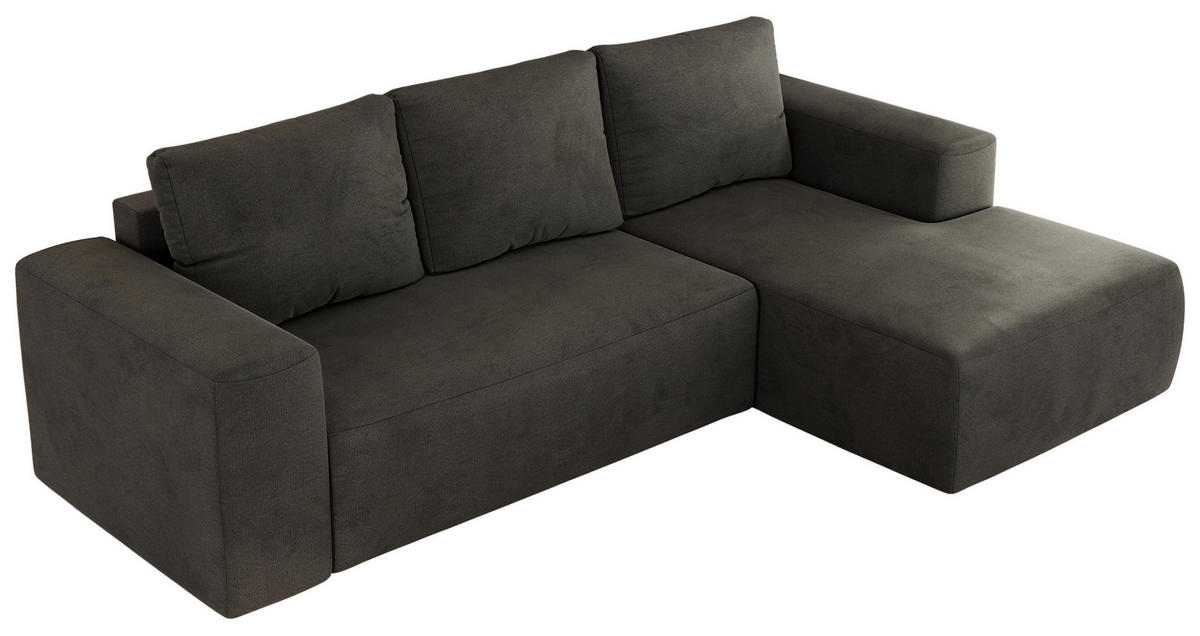 ECKSOFA TRENTINO L Dunkelgrau Velvet - Rechts - Dunkelgrau/Schwarz, Textil (164/266cm) - MKS