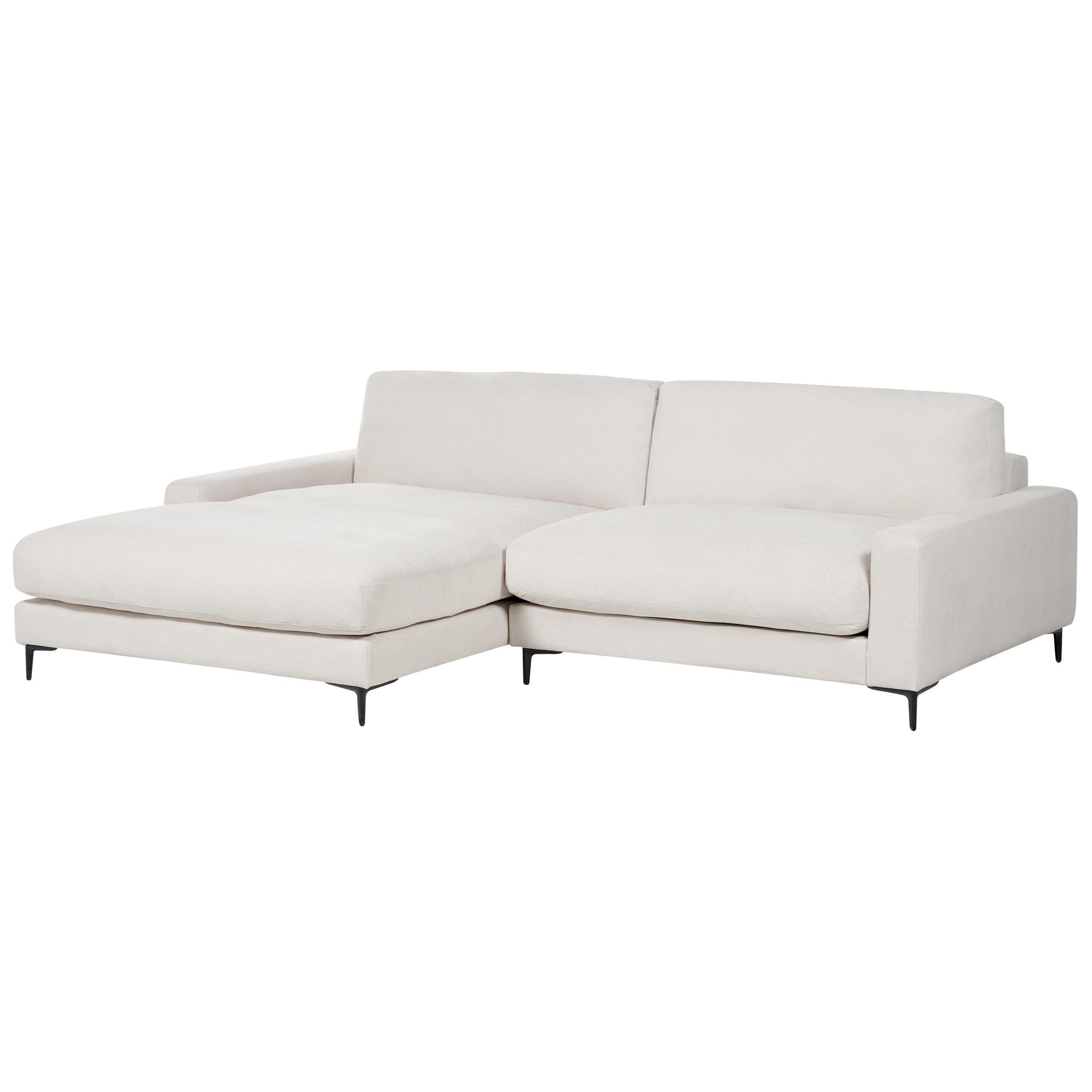 3-SITZER-ECKSOFA cremeweiß linksseitig Maloy - Schwarz/Weiß, Textil (272/189cm) - Beliani