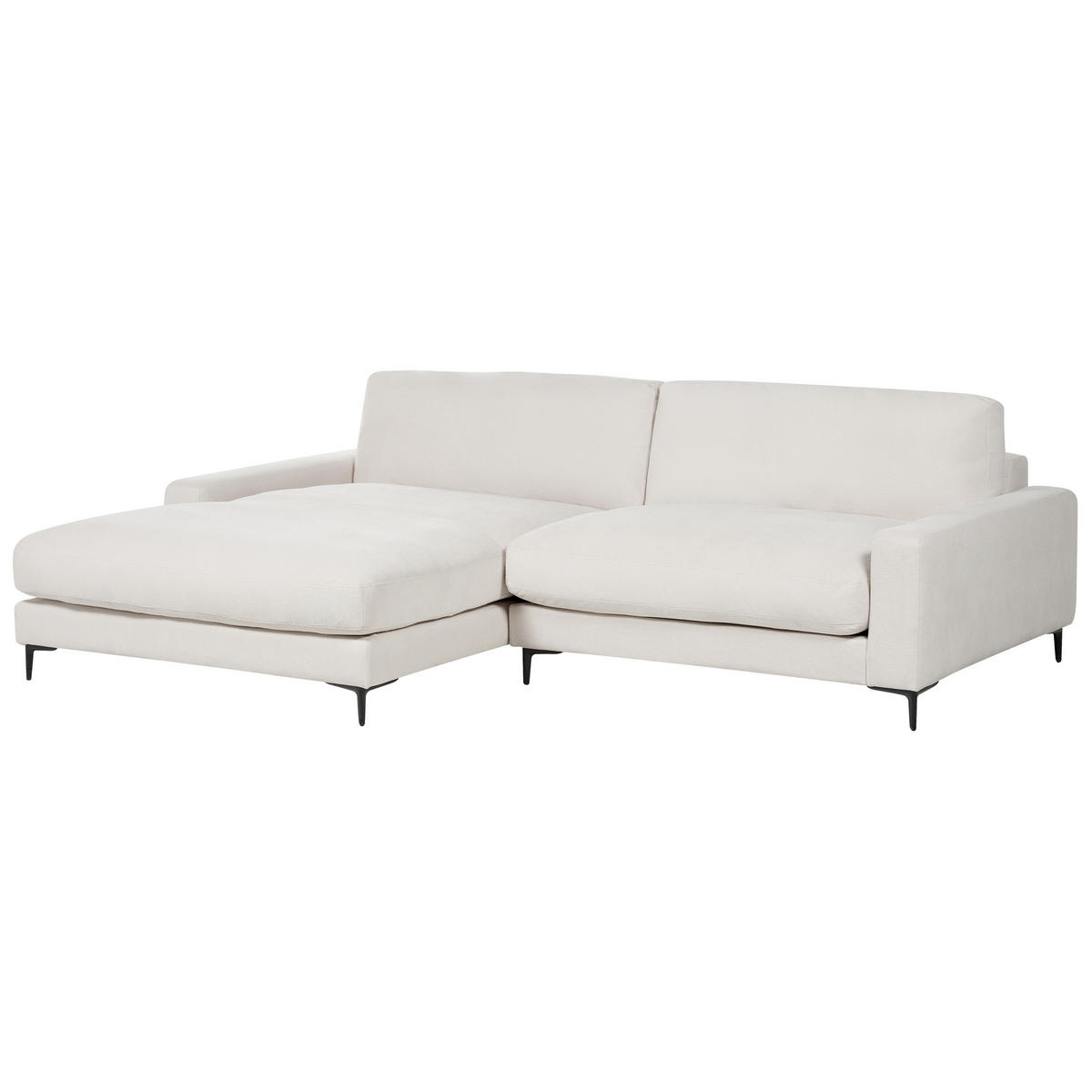 3-SITZER-ECKSOFA cremeweiß linksseitig Maloy - Schwarz/Weiß, Textil (272/189cm) - Beliani