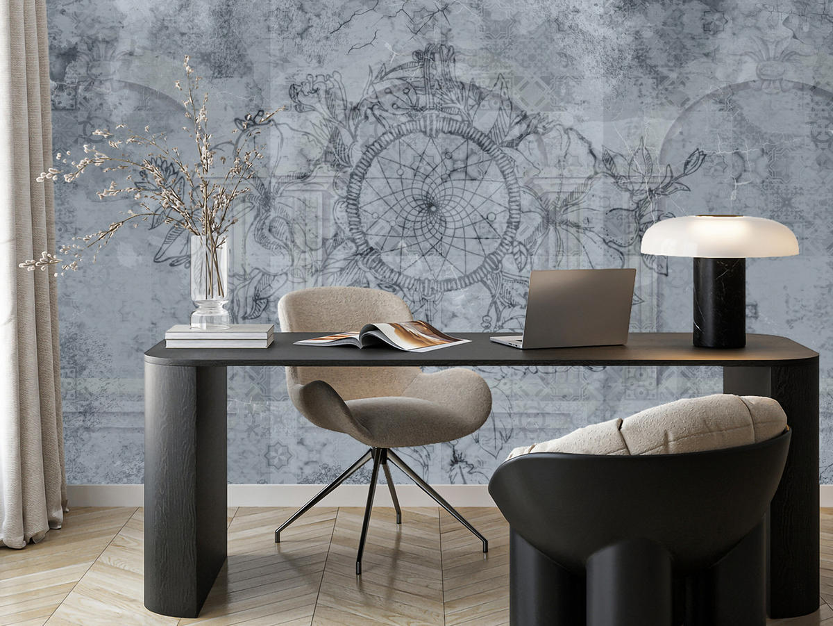 FOTOTAPETE für Schlafzimmer Traumfänger Vintage Säulen 250x175 - Grau, Papier (250/175cm) - Muralo