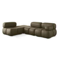 ECKSOFA Links Kunstleder Grün - Schwarz/Olivgrün, Leder/Kunststoff (190/285cm) - Makamii