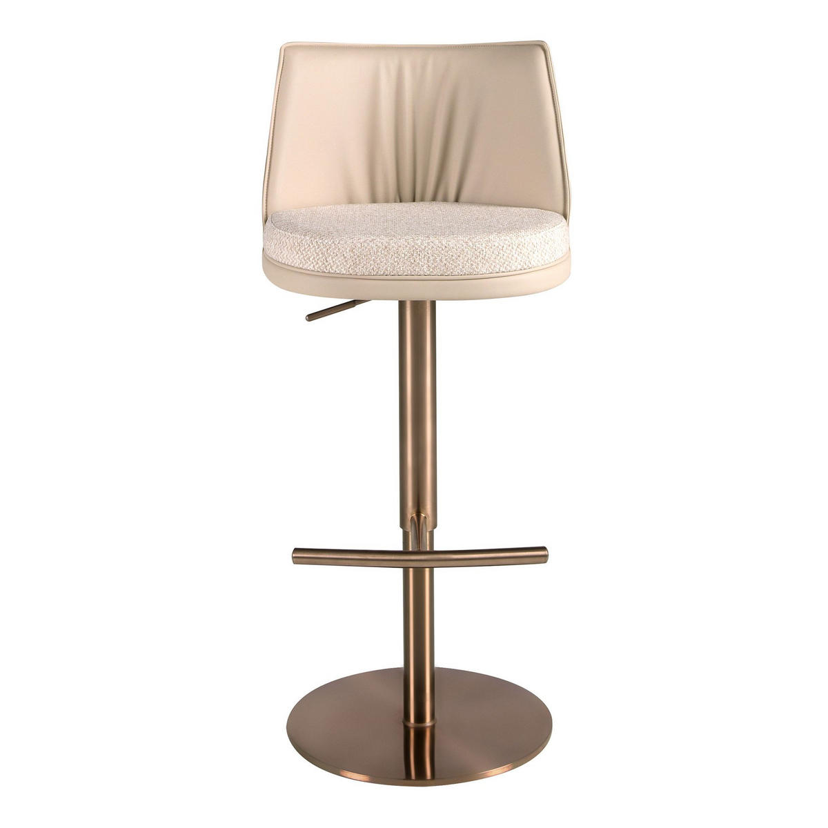 BARHOCKER Drehbarer aus cremefarbenem Stoff mit Marmorierung und cremefarbenem Kunstleder 48/50/83 cm - Pink/Creme, Leder/Textil (48/83/50cm) - ANGEL CERDA