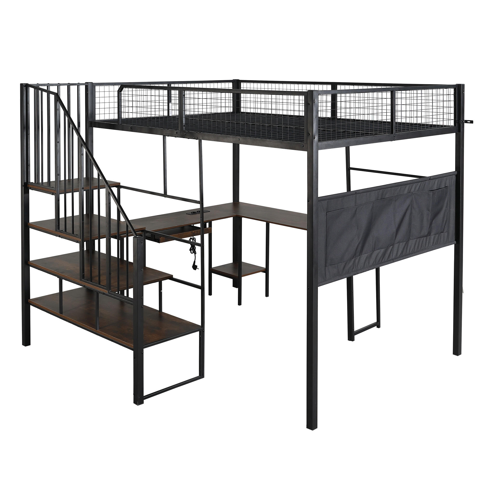ComfortXL Hochbett Schwarz 140x200 cm