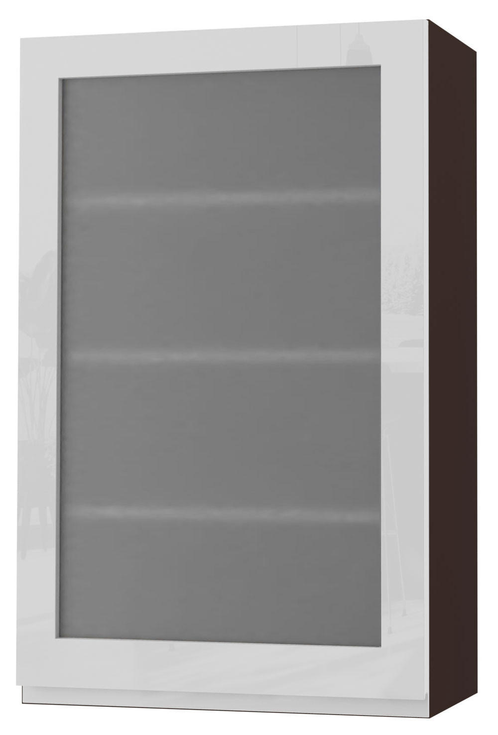 HÄNGESCHRANK Florence W4S/60 Lava / RAL 9003 signalweiß HG 60 / 32,5 / 96cm - Türanschlag rechts - Dunkelgrau/Weiß Hochglanz, Holz/Holzwerkstoff (60/96/32.5cm) - Feldmann-Wohnen