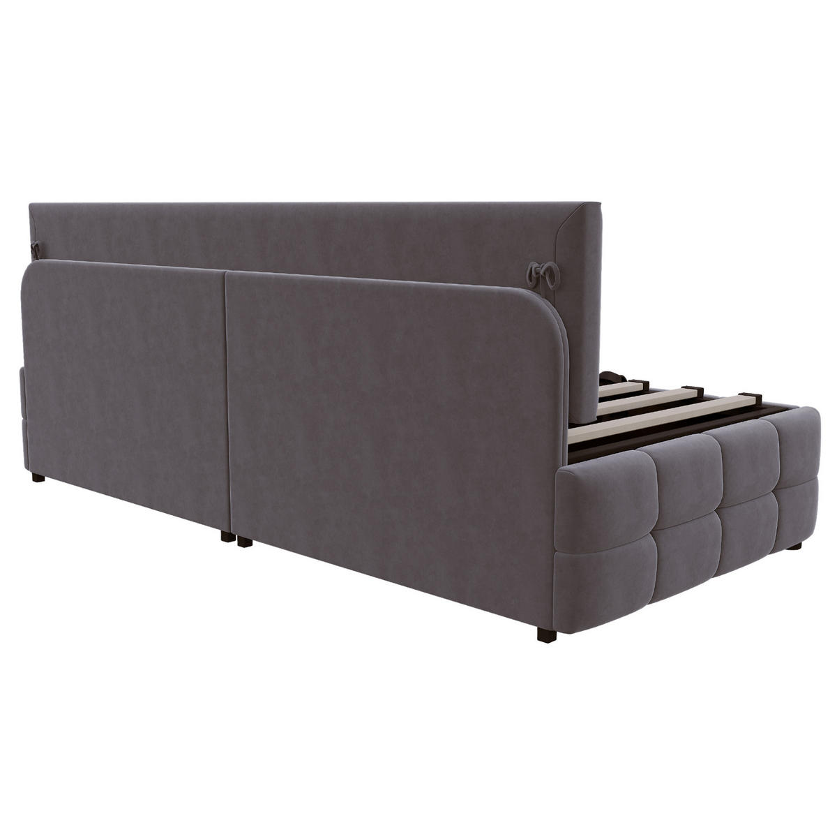 POLSTERBETT 90/200 cm Dunkelgrau aus Samt mit Stauraum - Grau, Textil (90/200cm) - OKMYHOME
