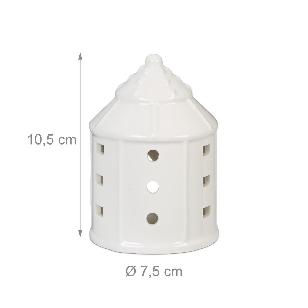 TEELICHTHAUS - Weiß, Keramik (10.5cm) - Relaxdays