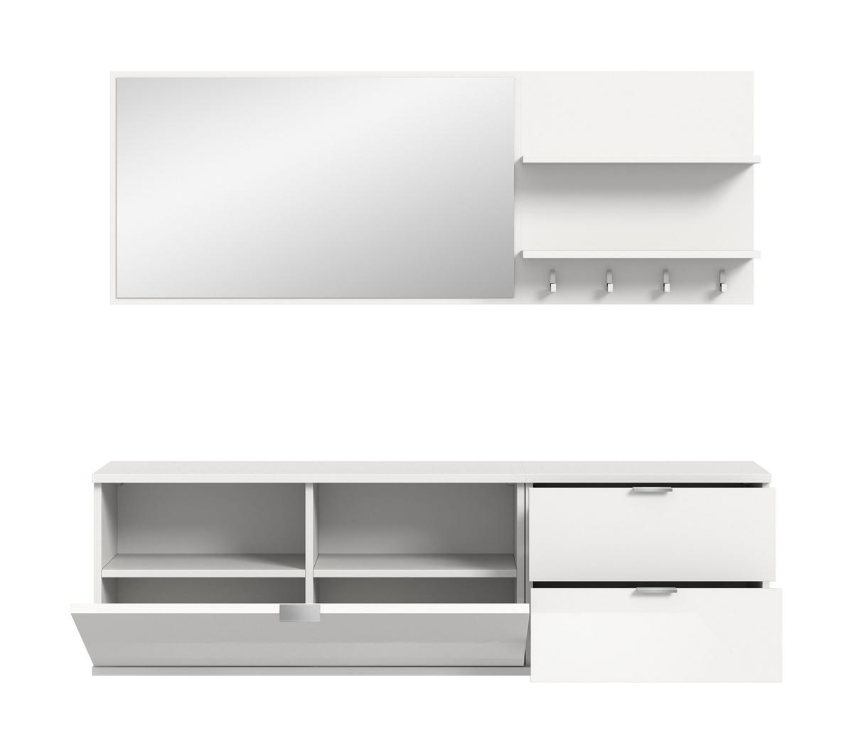 GARDEROBE Systemmöbel Projekt X 4tlg. Kombination , ca.144x191x37 cm - Weiß, Holzwerkstoff (144/191/37cm)